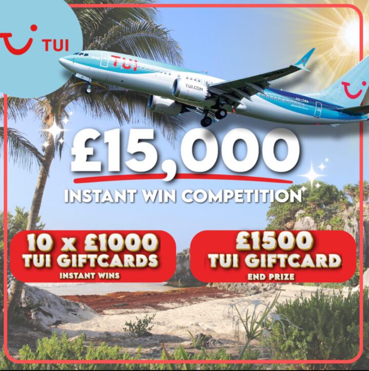 £15,000 TUI GIFT CARD INSTANT WIN COMPETITION 10 x £1000 GIFT CARDS £1500 END PRIZE