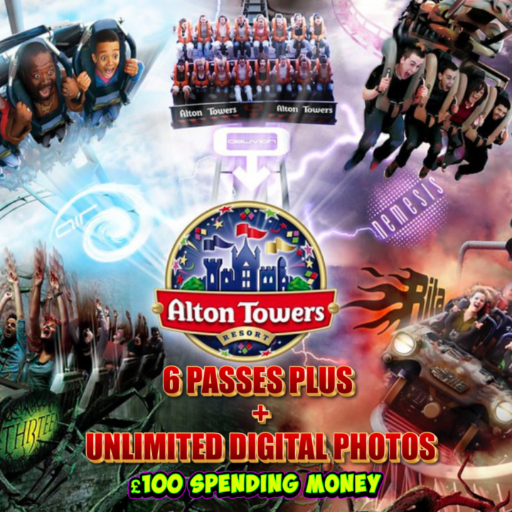 WIN 6 ALTON TOWERS PASSES WITH UNLIMITED DIGITAL PICTURES