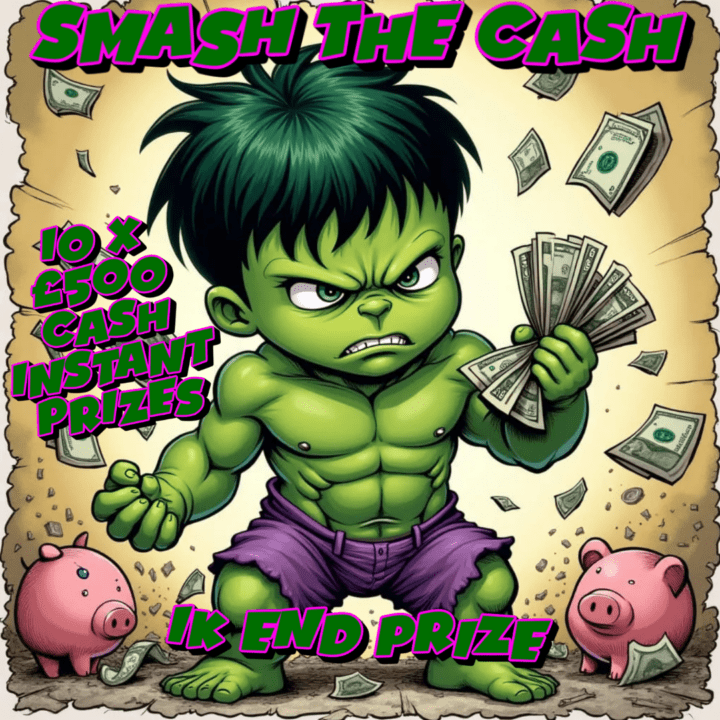 SMASH THE CASH 10 X £500 INSTANT PRIZES £1000 JACKPOT